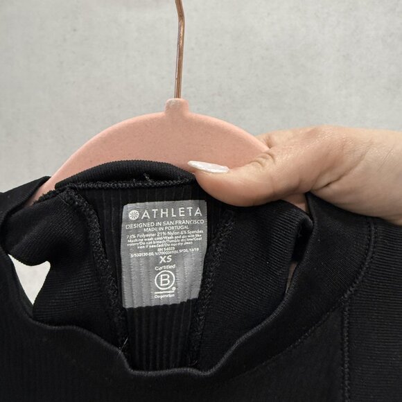 Athleta Tank Top Womens XS Black Mock Neck Ribbed Sleeveless Athletic Workout - Picture 2 of 6